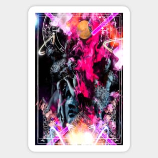 Greek Mythology Statue of Gods creating in the Nebula Galaxy Sky Sticker